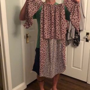 Leopard high/low tube top with sleeves